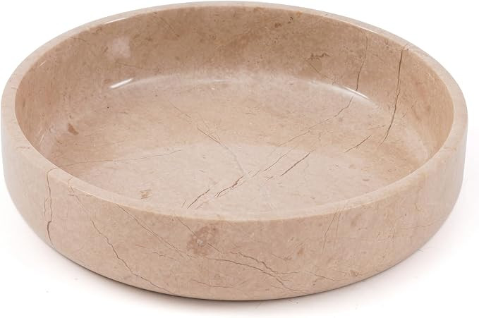 Marble Serving Bowl 8" Inches Beige Handcrafted Natural Stone Fruit Bowl For Kitchen Table decor,... | Amazon (US)
