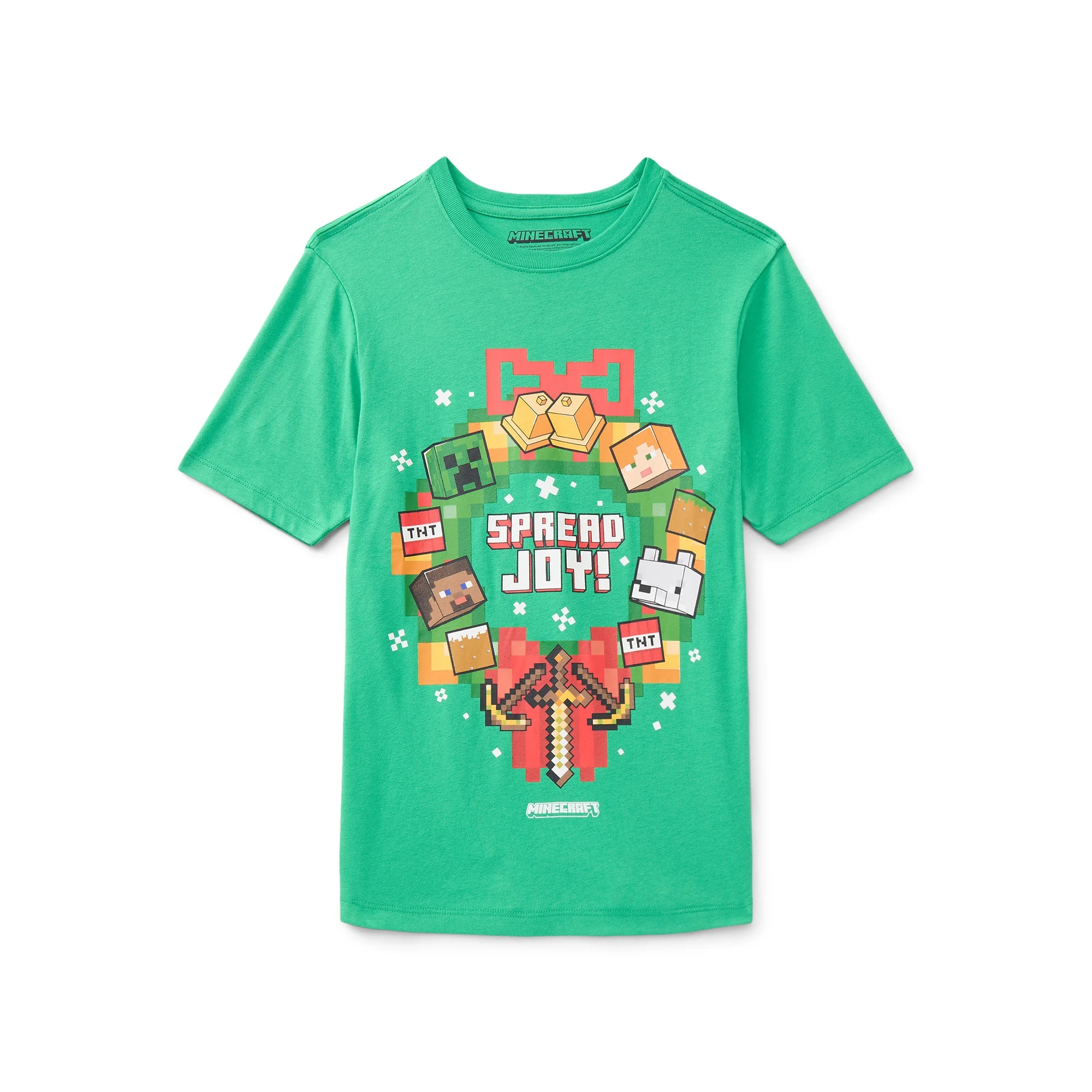 Minecraft, Boys' & Big Boys' Graphic Christmas Tee, Spread Joy, Sizes 4-18 | Walmart (US)