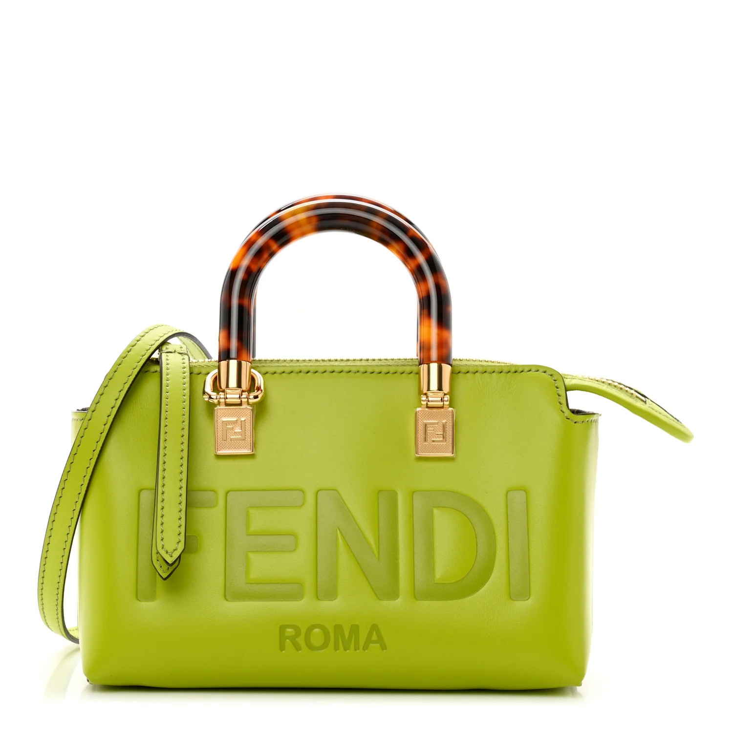 Vitello King Plexiglass Logo Embossed Mini By The Way Top Handle Boston Bag Wasabi | FASHIONPHILE (US)