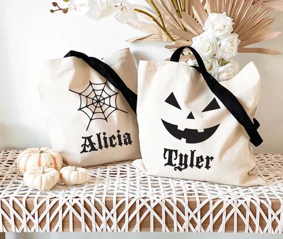 Halloween Candy Bags for Trick or Treating Halloween Tote Bag - Etsy | Etsy (US)