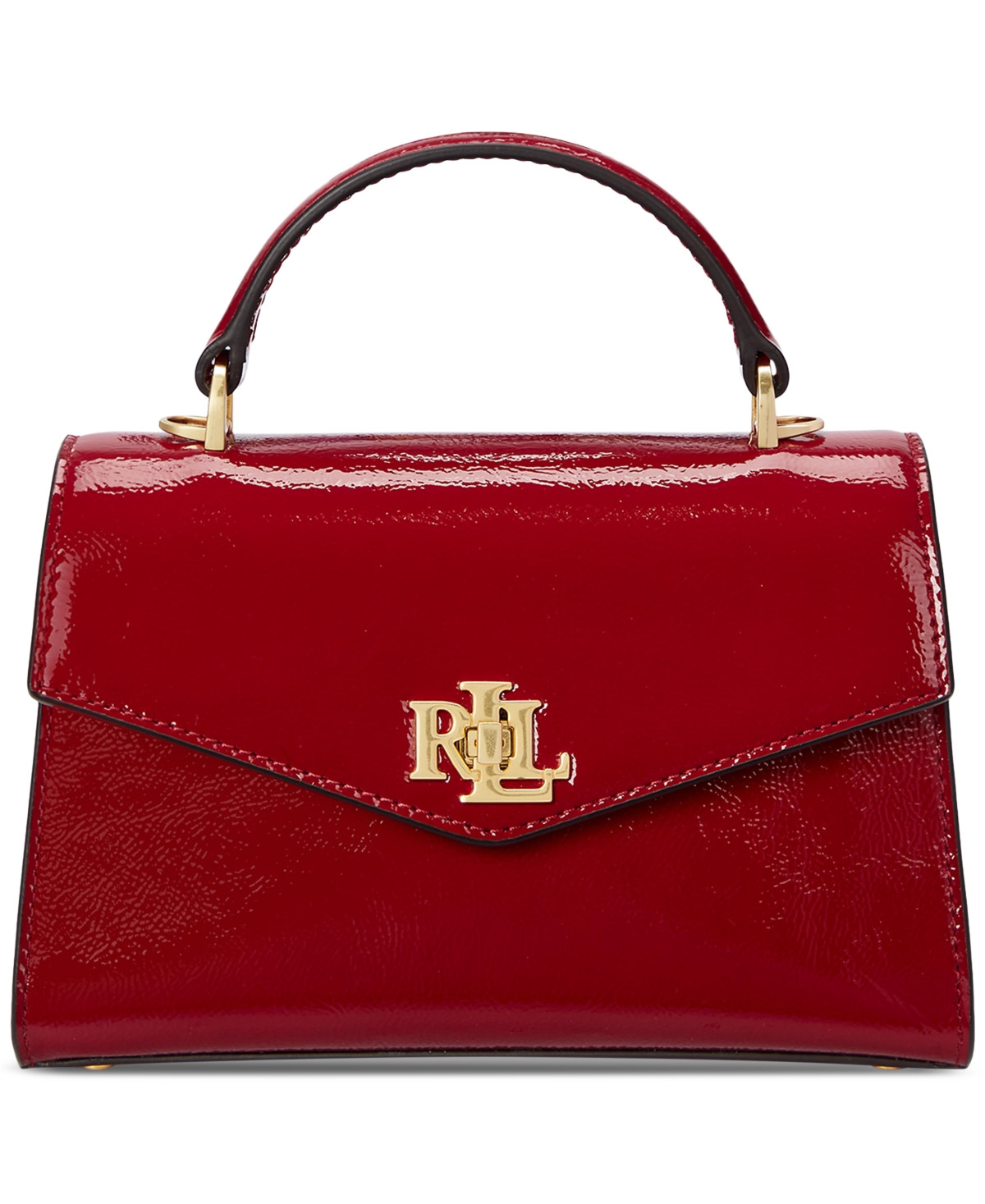 Lauren Ralph Lauren Patent Leather Small Farrah Satchel - Festive Red | Macy's