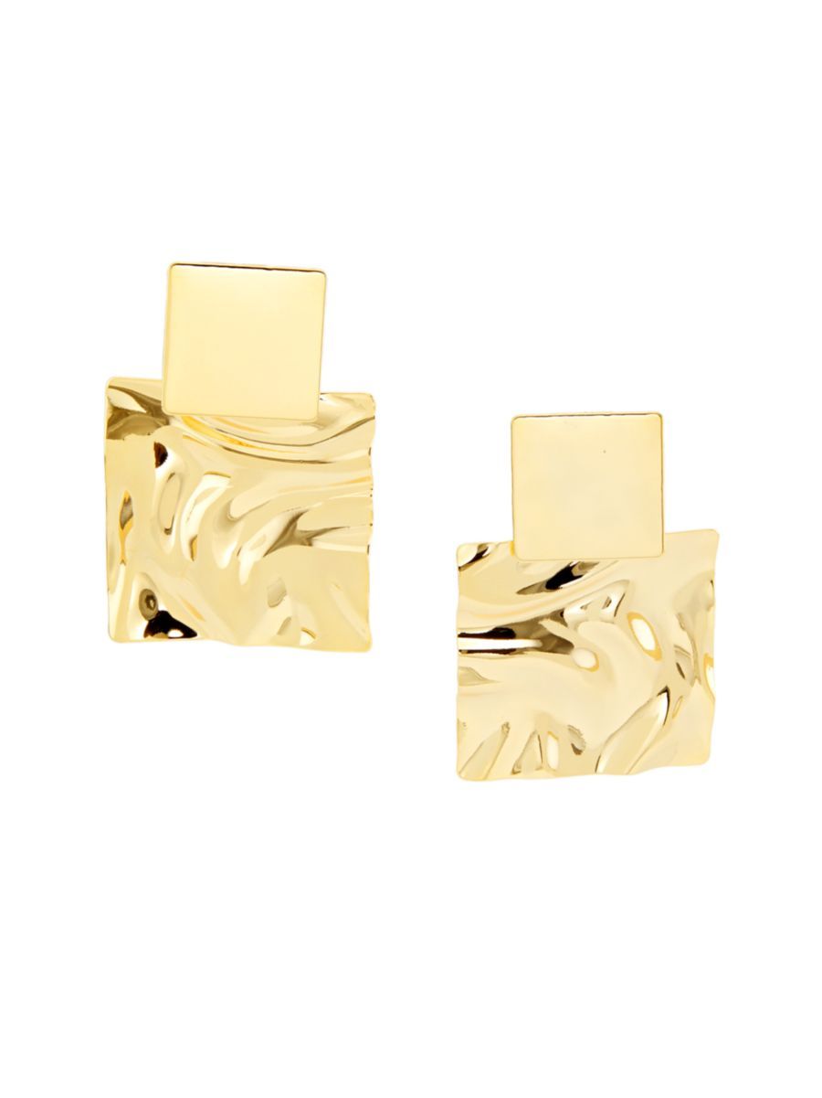 San Sebastian Double Square 18K Gold-Plate Hammered Earrings | Saks Fifth Avenue