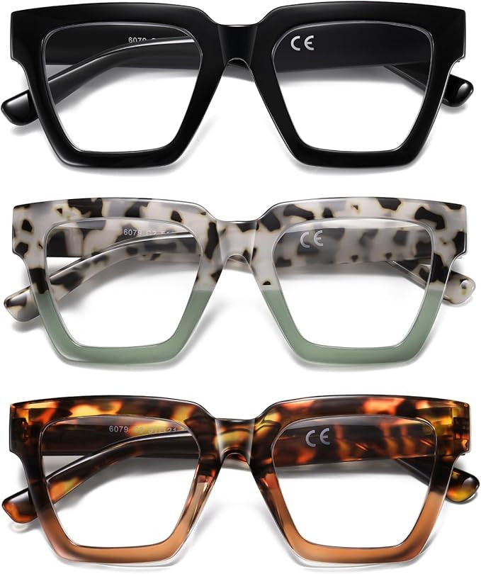 Oversized Reading Glasses Women Oprah Style Blue Light Blocking Computer Readers Designer Ladies ... | Amazon (US)