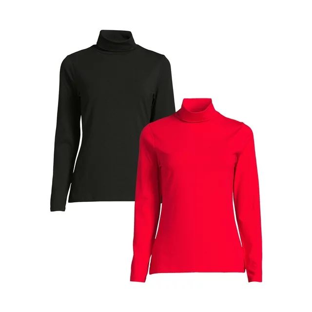 Time and Tru Women's Turtleneck Top, 2-Pack, Sizes XS-3XL | Walmart (US)