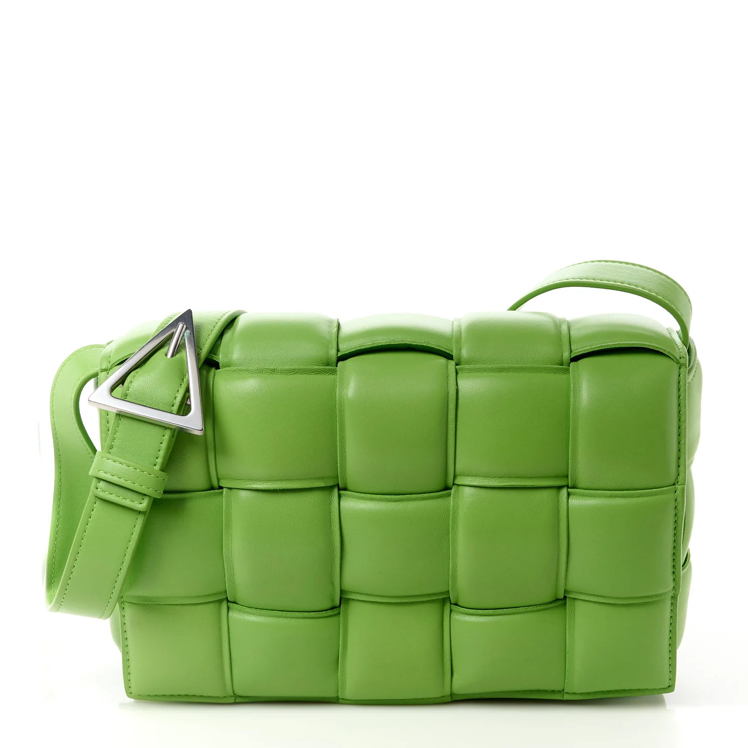 Nappa Maxi Intreccio Padded Cassette Crossbody Bag Acid Green | FASHIONPHILE (US)