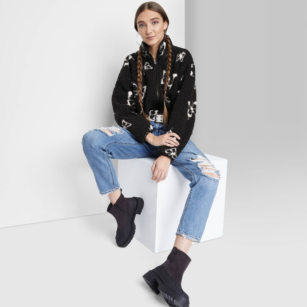 Full Zip Sherpa Jacket - Wild Fable Black Butterfly Print XXL | Target