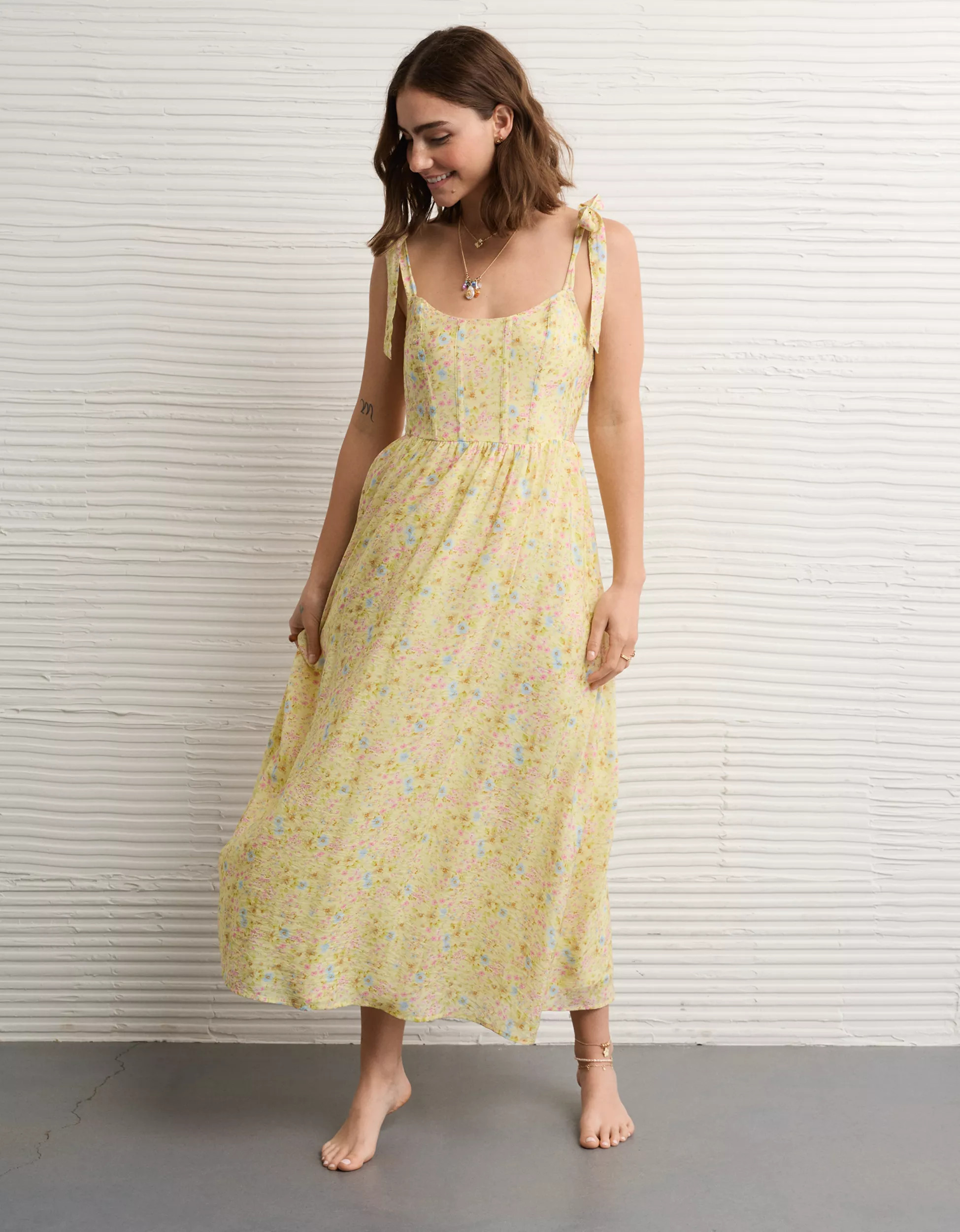 AE Tie-Strap Corset Maxi Dress | American Eagle Outfitters (US & CA)