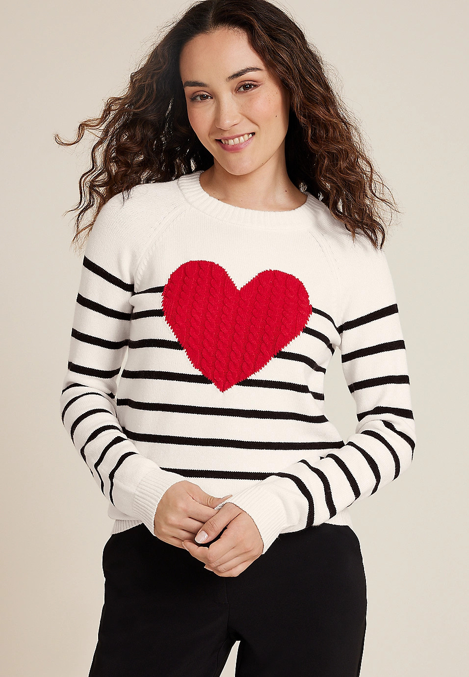 Heart Striped Sweater | Maurices