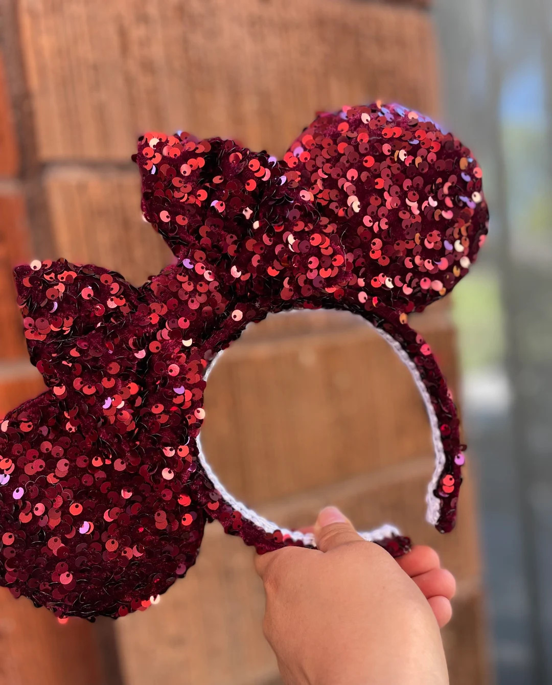 Burgundy Sequins Minnie Ears - Etsy | Etsy (US)