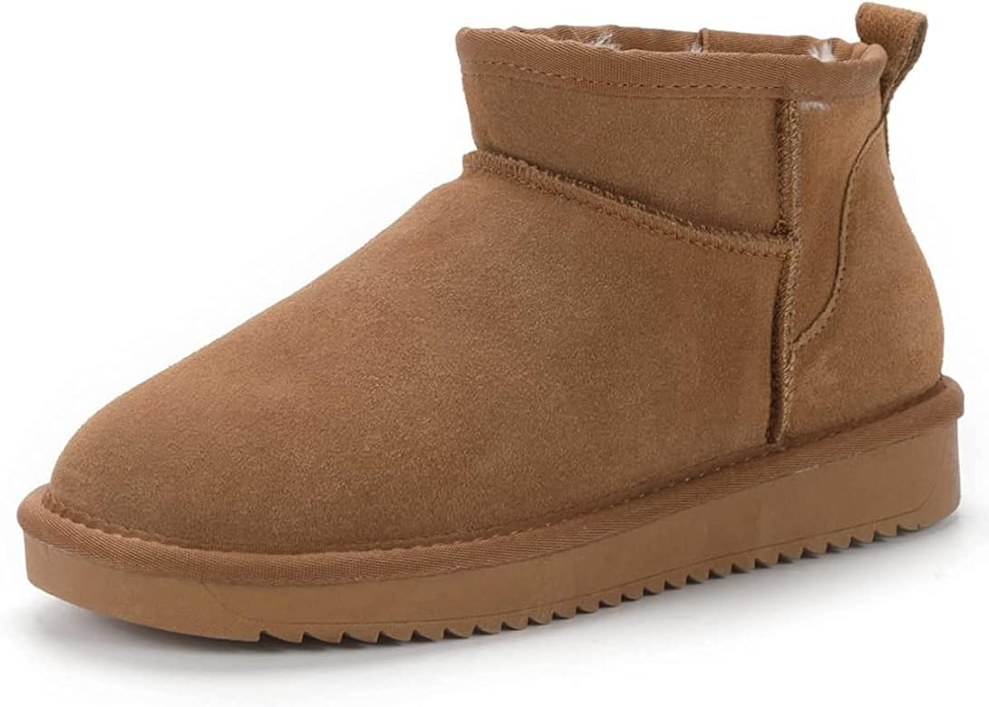 Women's Cow Suede Leather Snow boots Plush lined Warm Mini Anti-slip outdoor Female Ankle Boots | Amazon (CA)