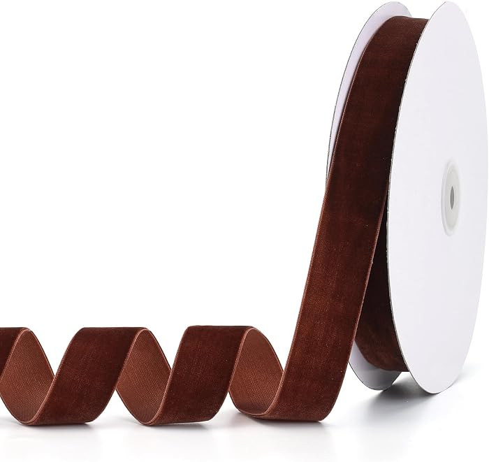 Coffee Velvet Ribbon 1" x 20Yd,Great for Gift Wrapping,Hair Bows Making, Wreaths,Wedding and Chri... | Amazon (US)