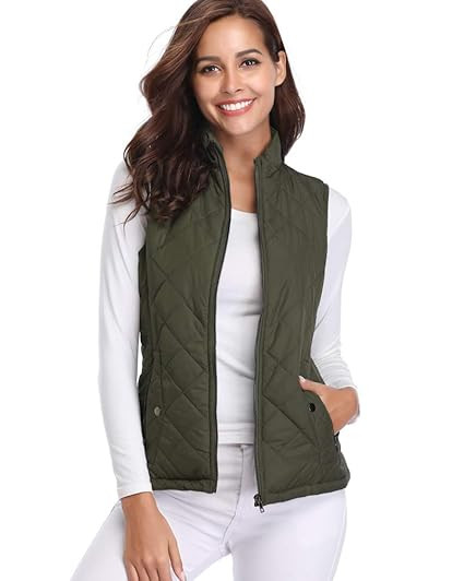 fuinloth Women's Padded Vest, Stand Collar Lightweight Zip Quilted Gilet | Amazon (US)