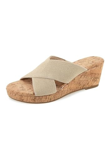 Kensie Women's Jule Criss Cross Wedge Sandal, Platino | Amazon (US)