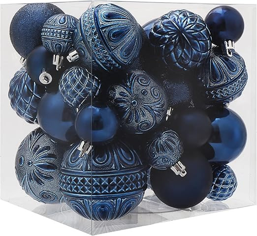 Christmas Ball Ornaments Navy Blue Christmas Tree Decorations with Hang Rope-36pcs Shatterproof C... | Amazon (US)