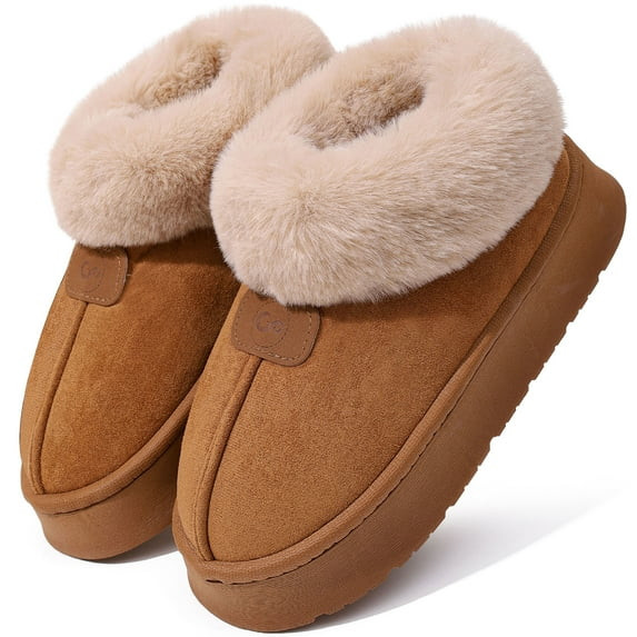 Ecetana Women's Bootie Slippers Memory Foam Furry Slipper Non-slip House Shoes with Fluffy Collar | Walmart (US)