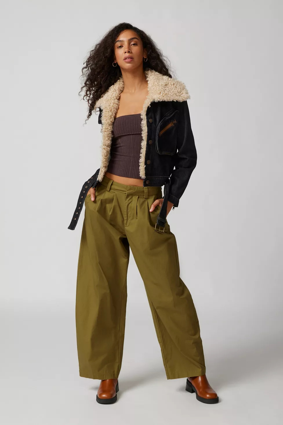 Steve Madden Lazuli Faux Fur Denim Jacket | Urban Outfitters (US and RoW)