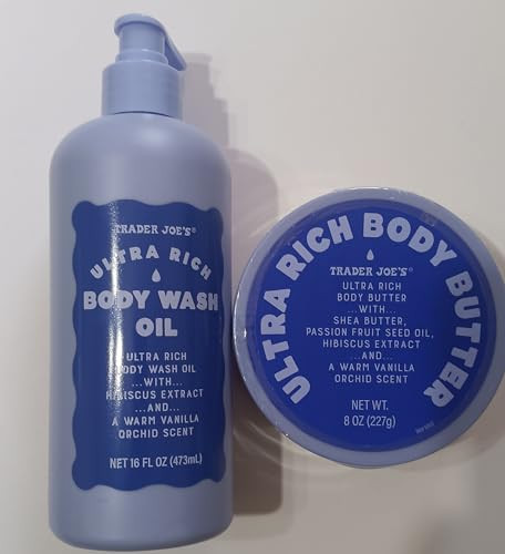 Trader Joe's Ultra Rich Body Wash Oil with Hibiscus Extract, Vanilla Orchid Scent, 16 fl oz and ultra rich body butter | Amazon (US)