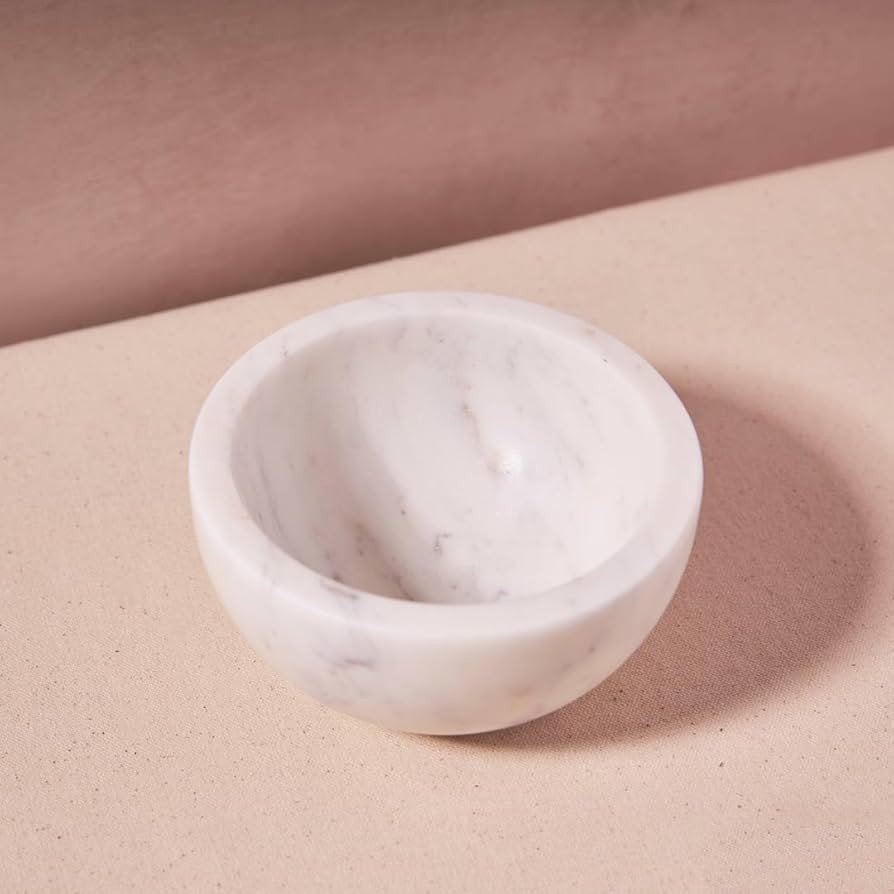 INA KI Natural Marble Multi Purpose Bowl | Herb Bowl | Salt and Pepper | Shaving Bowl (White Marb... | Amazon (US)