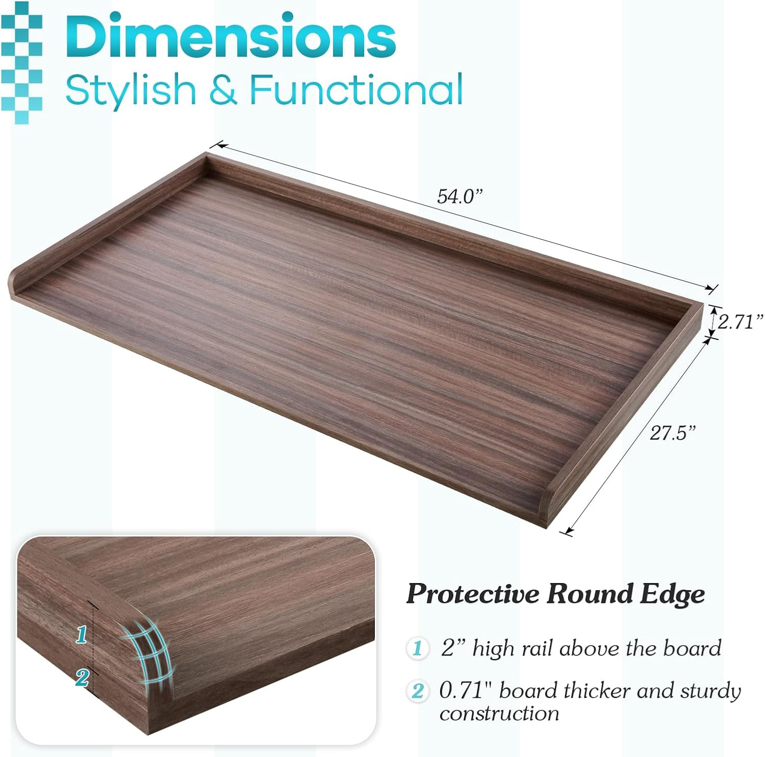 Kaboon Washer Dryer Countertop, Melamine Countertop with Edge Rails - 27.5" Depth x 54" Width Lau... | Amazon (US)