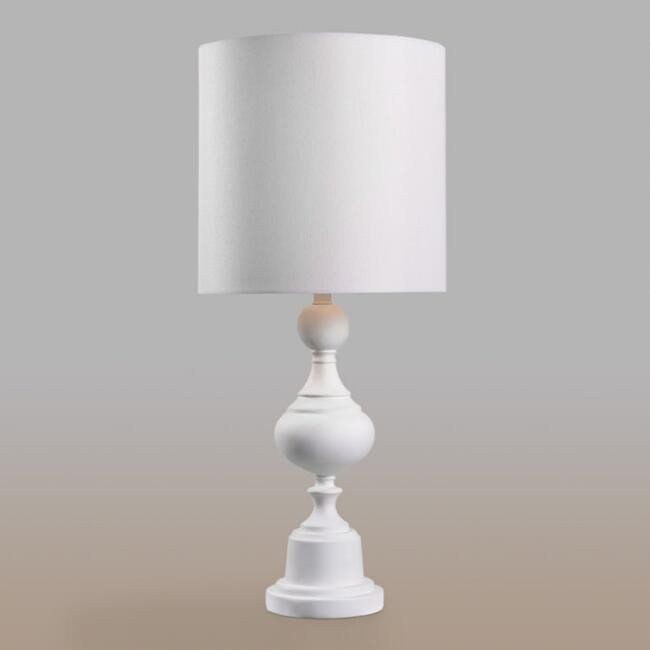 White Resin Toula Table Lamp and Shade Set | World Market
