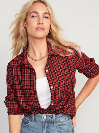 Women / TopsPlaid Flannel Classic Shirt for Women | Old Navy (US)