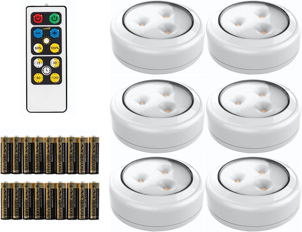 Brilliant Evolution Tap Light Push Lights 6pk w/Batteries + Remote, LED Stick On Lights Under Cab... | Amazon (US)