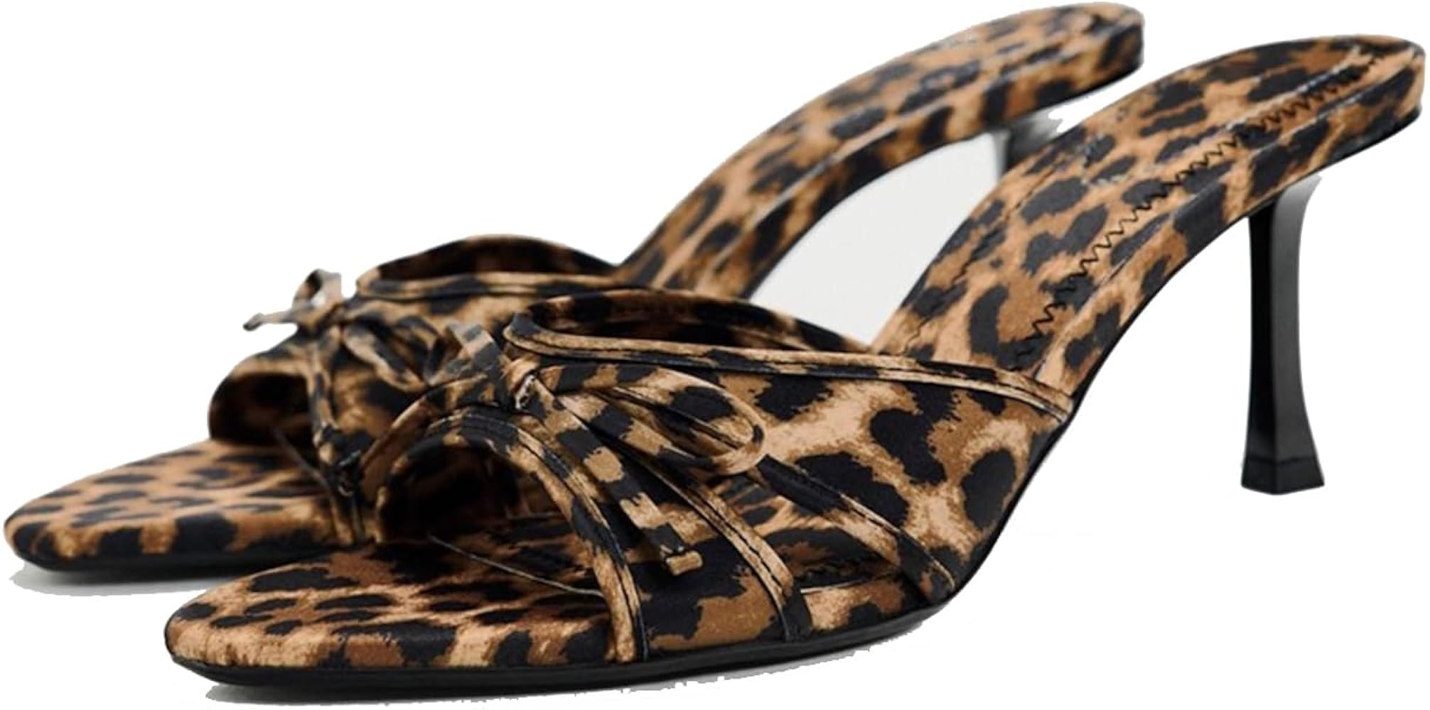 Womens Kitten Heels Bow Mesh Sandals Round Open Toe Slip On Low Slide Heeled Sandals | Amazon (US)