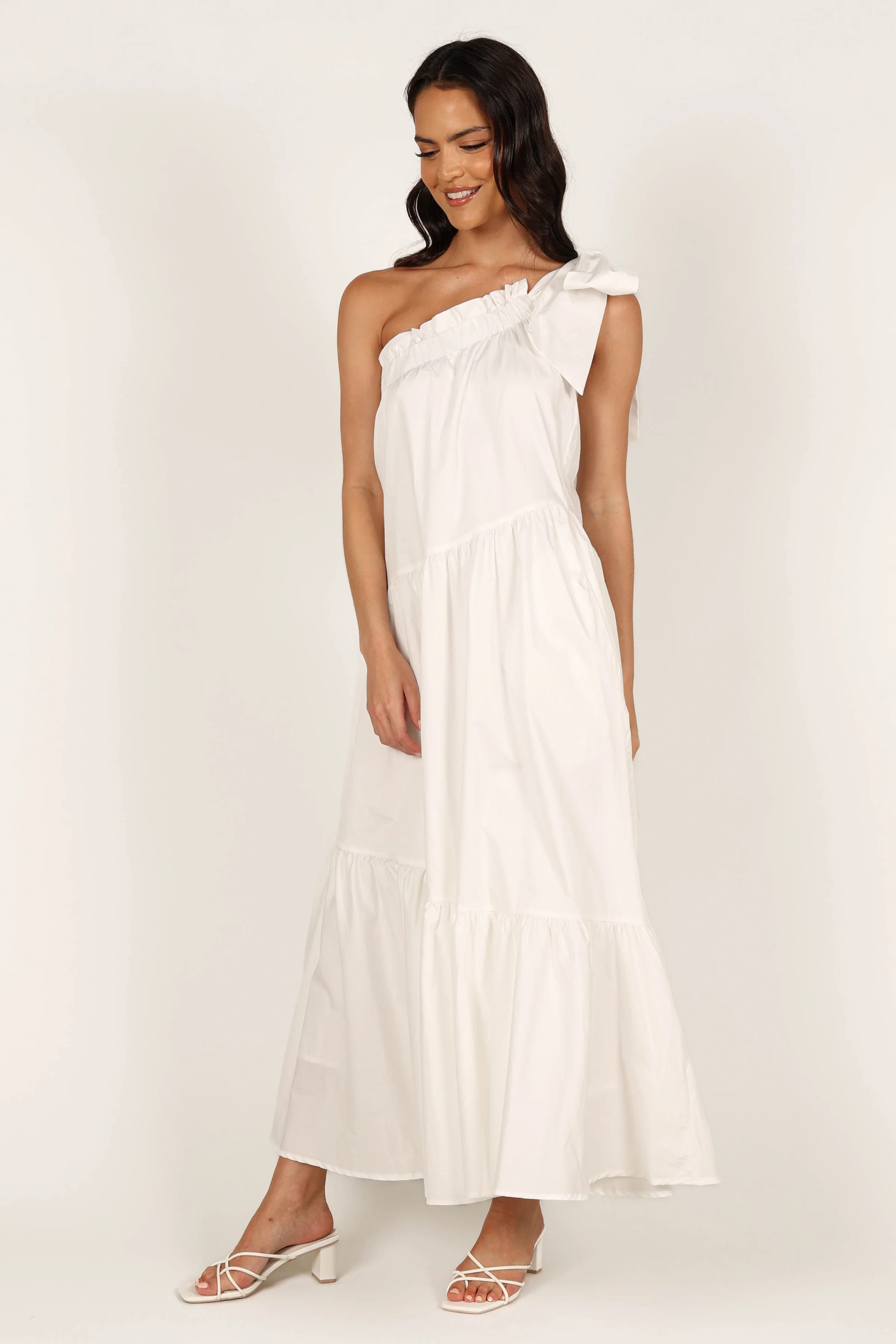 Ava One Shoulder Maxi Dress - White | Petal & Pup (US)