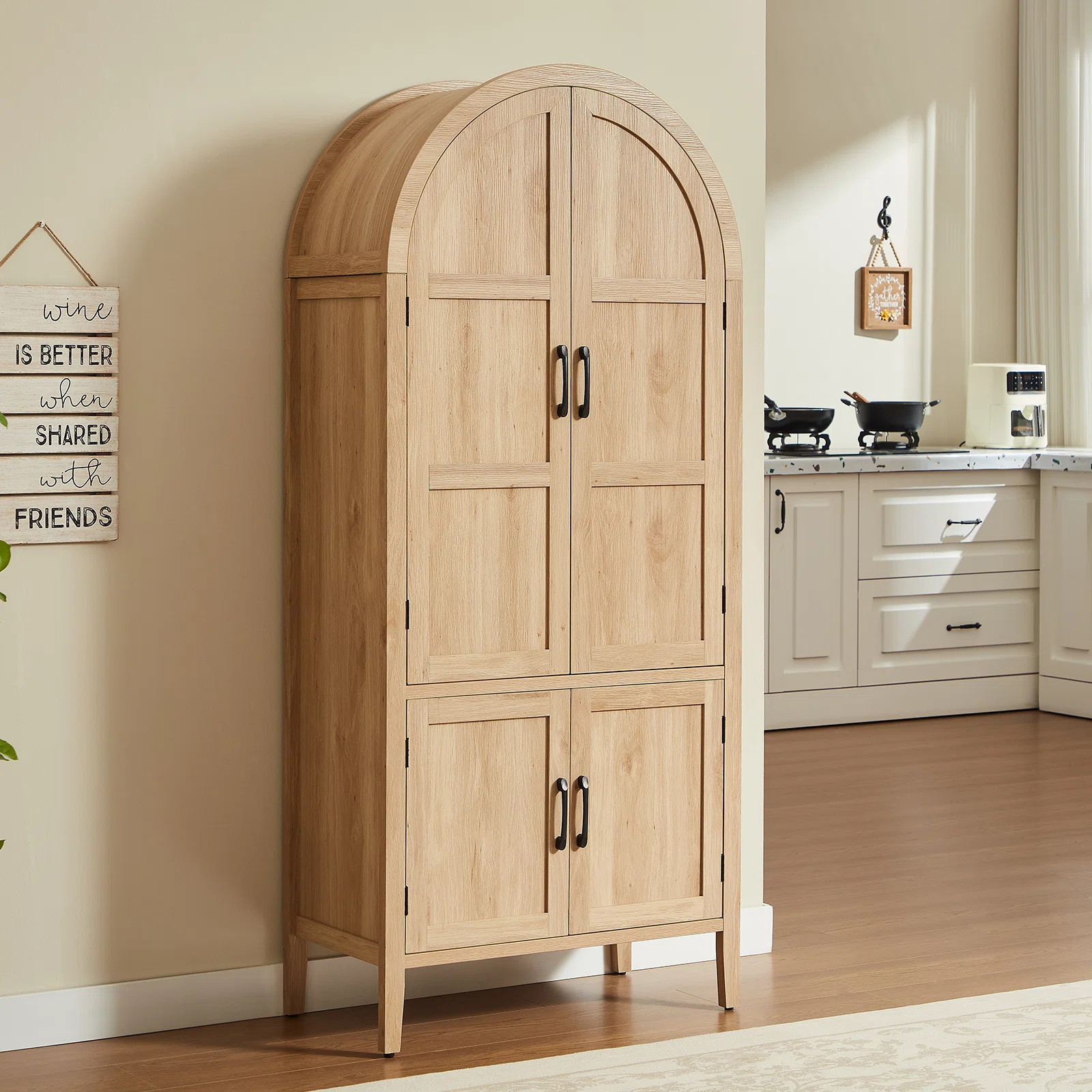 Ebern Designs 71 Inch Tall Arched Cabinet, 5-Tier Arched Kitchen Pantry Cabinet With Doors & Shel... | Wayfair North America
