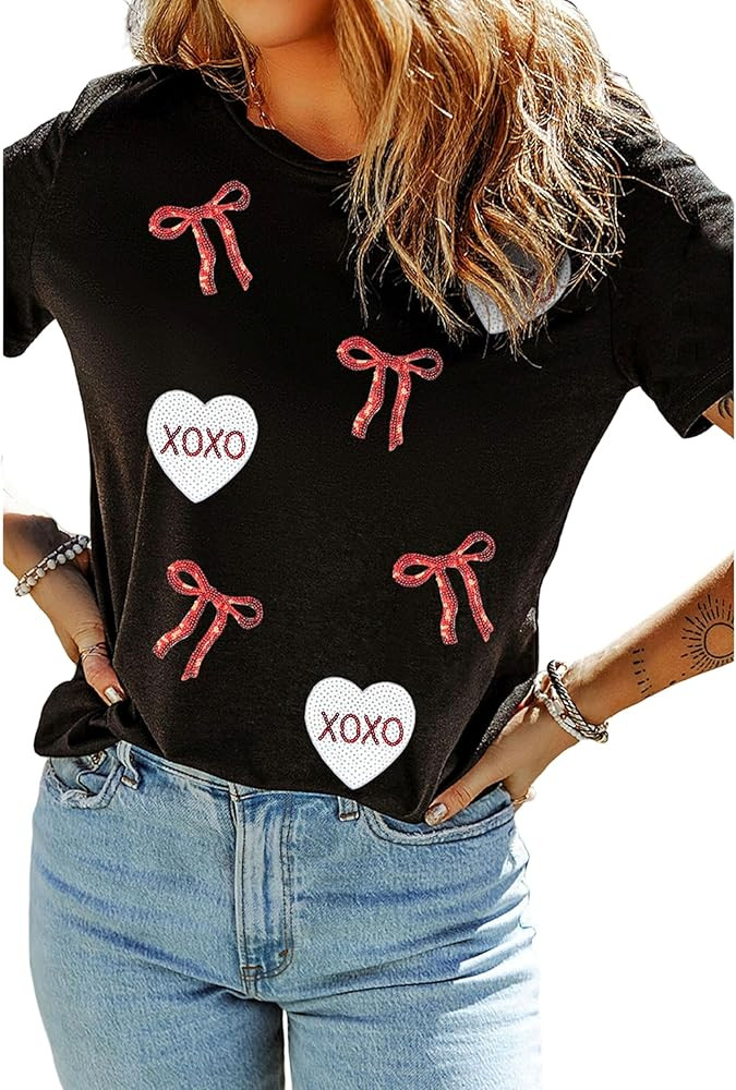 SELINK Womens Summer Short Sleeve Tops Halloween Sequin Pumpkin Printed T Shirts Casual Basic Gra... | Amazon (US)