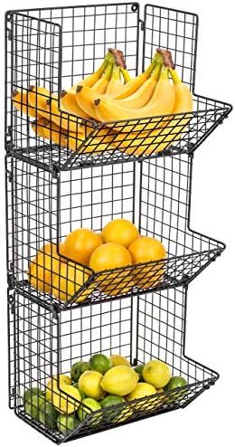 Sorbus 3-Tier Fruit Stand & Wall Mount Kitchen Storage Bin Multipurpose Foldable Organizer, Great... | Amazon (US)