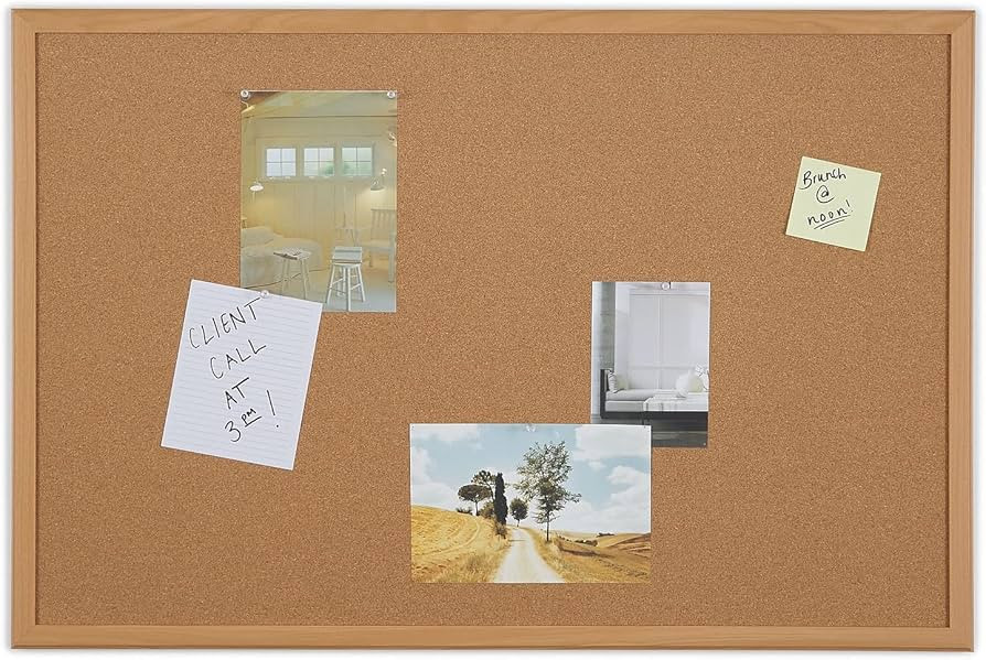 Staples 1682316 Standard Cork Bulletin Board Oak Finish Frame 3-Ft W X 2-Ft H | Amazon (US)