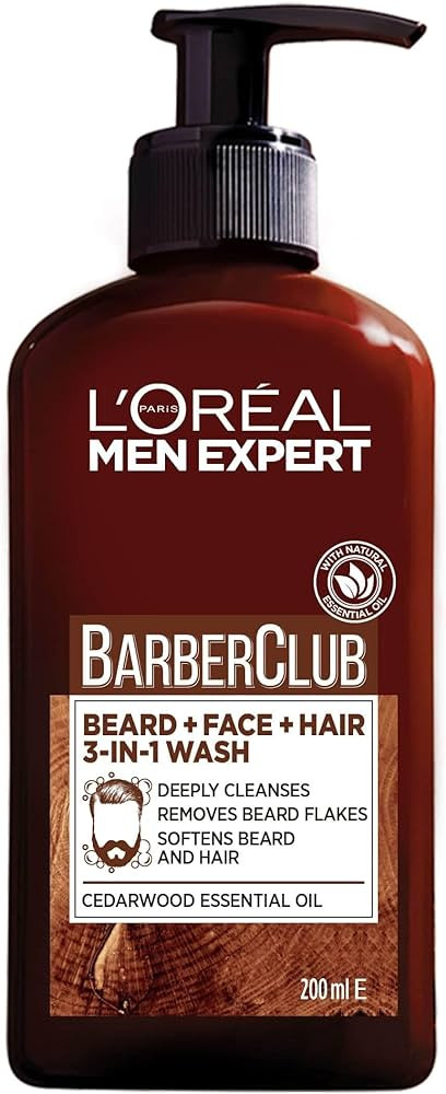 L’Oréal Paris Men Expert Cleansing 3-in-1 Beard, Face & Hair Wash 200ml, Barber Club Wash With... | Amazon (UK)