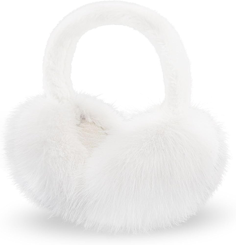 Women Winter Ear Muffs Fluffy Faux Fur Earmuffs Foldable Ear Warmer Girls Soft Ear Covers | Amazon (US)