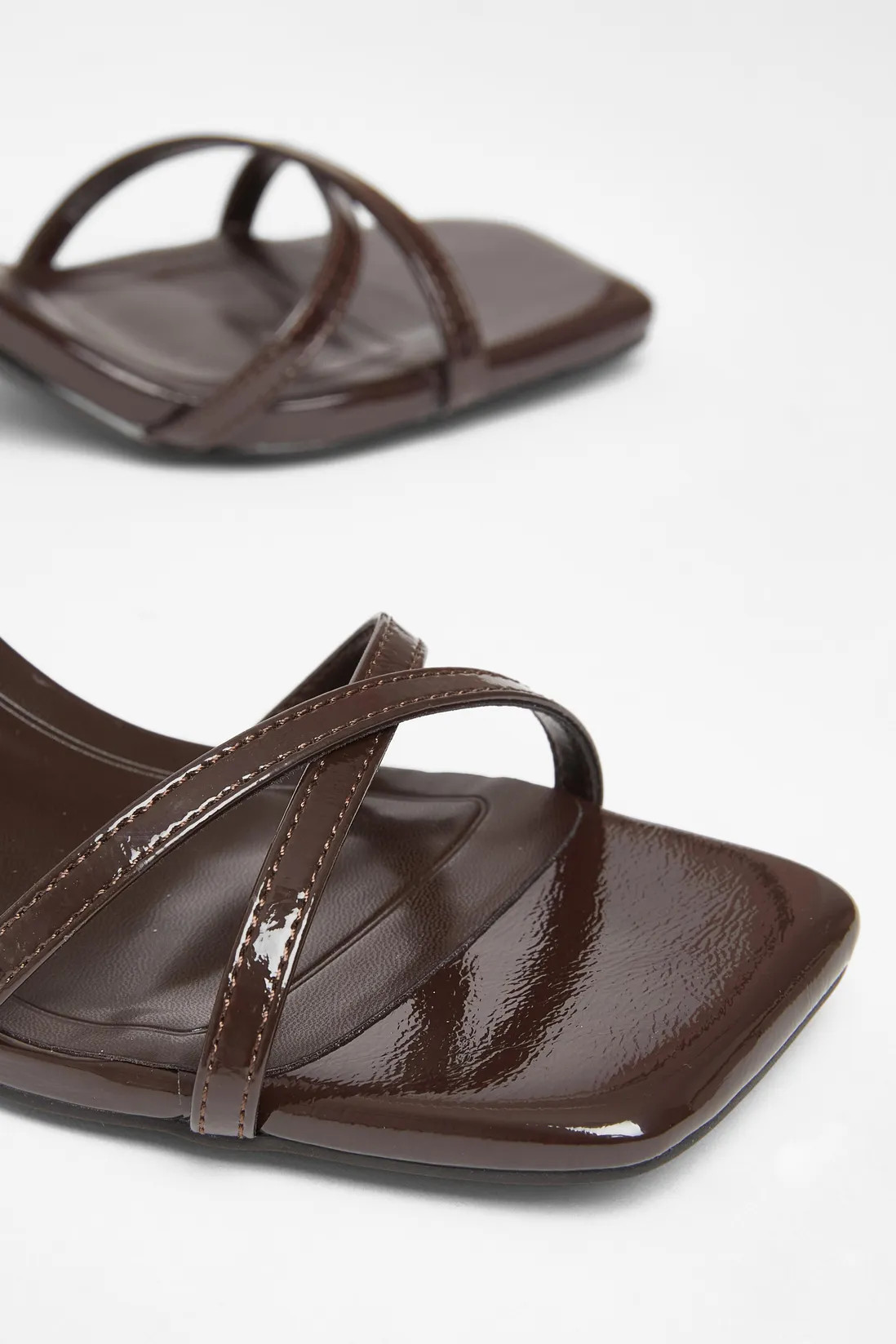 Brown Patent Flared Heels | Boohoo.com (UK & IE)