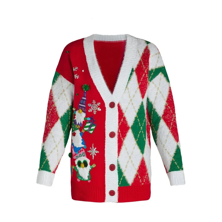 Holiday Time Embellished Cardigan Sweater, Women's, Sizes XS-XXXL | Walmart (US)