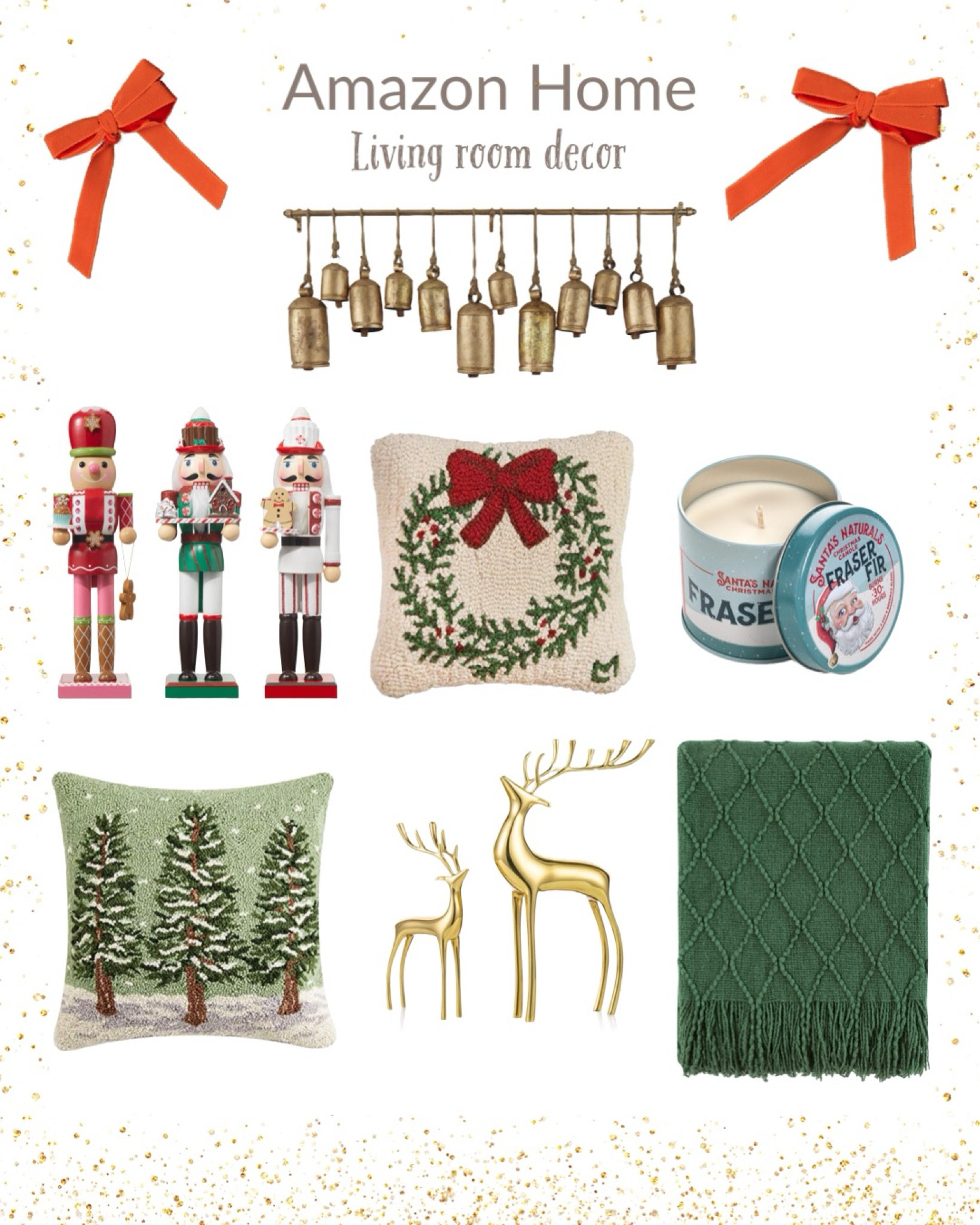 Christmas Decor - Amazon home finds 🎄
🔑 Living room Christmas decor, Christmas pillows, Christmas throw blanket, Reindeer decorations, Nutcracker decor, Christmas candle, Christmas bells decor 

#LTKHoliday #LTKhome #LTKSeasonal