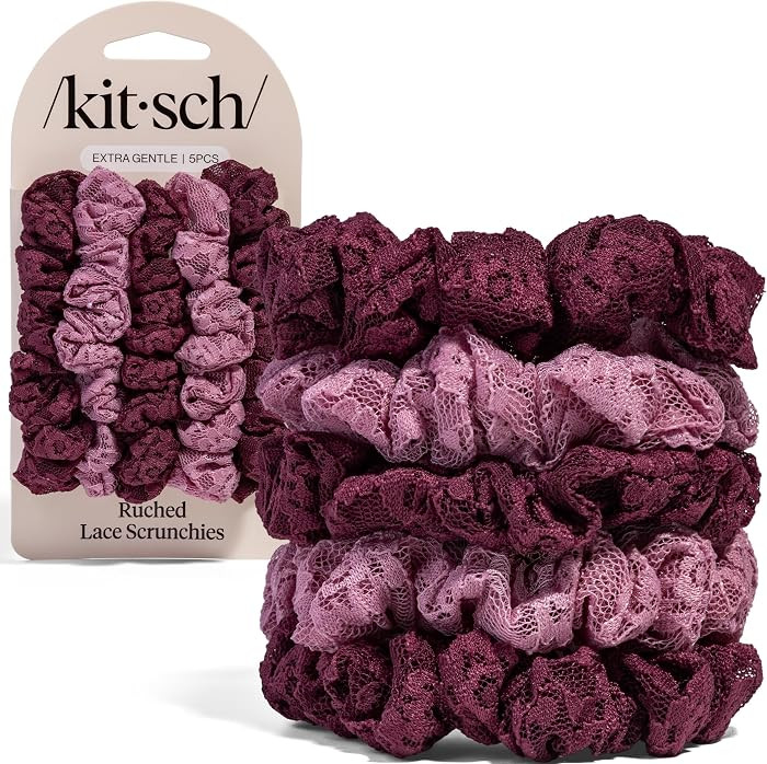 No Crease, Gentle Hold, Frizz-Free Hair Ties \u2013 Soft Ruched Lace Hair Accessories for All Hai... | Amazon (US)