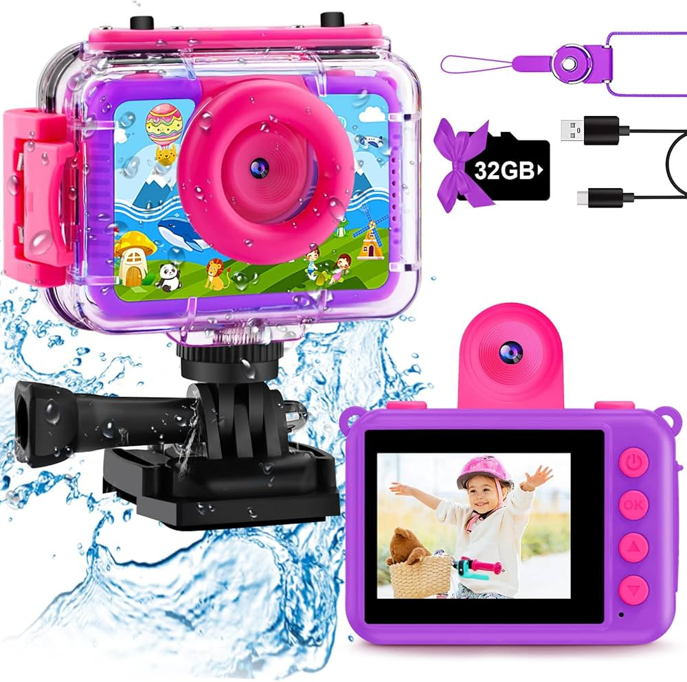 GKTZ Kids Waterproof Camera - Underwater Camera Birthday Gifts for Girls Boys Children Digital Ac... | Amazon (US)