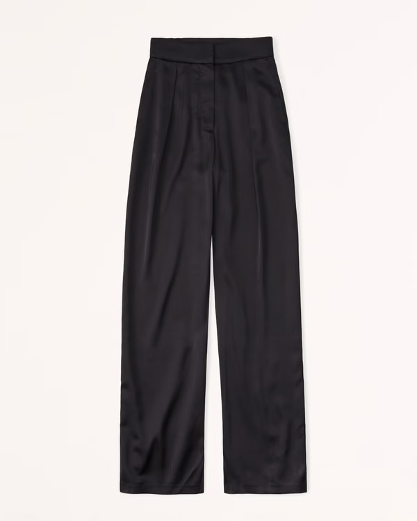 Tailored Satin Wide Leg Pant | Abercrombie & Fitch (US)