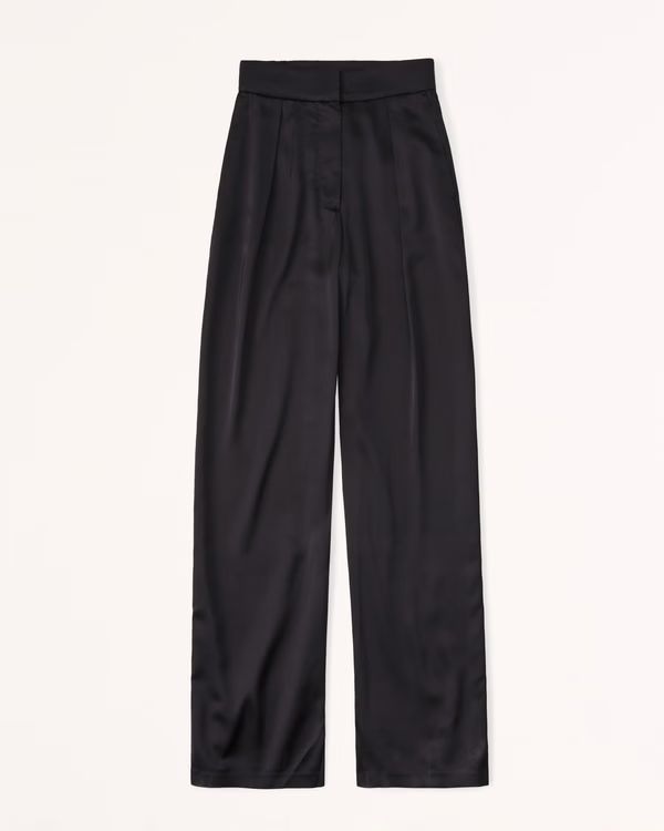 Tailored Satin Wide Leg Pants | Abercrombie & Fitch (US)