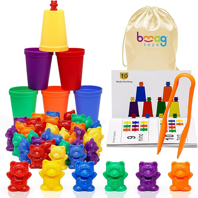 Bmag Counting Bears with Matching Sorting Cups, Preschool Learning Toys Color Recognition and Mat... | Amazon (US)