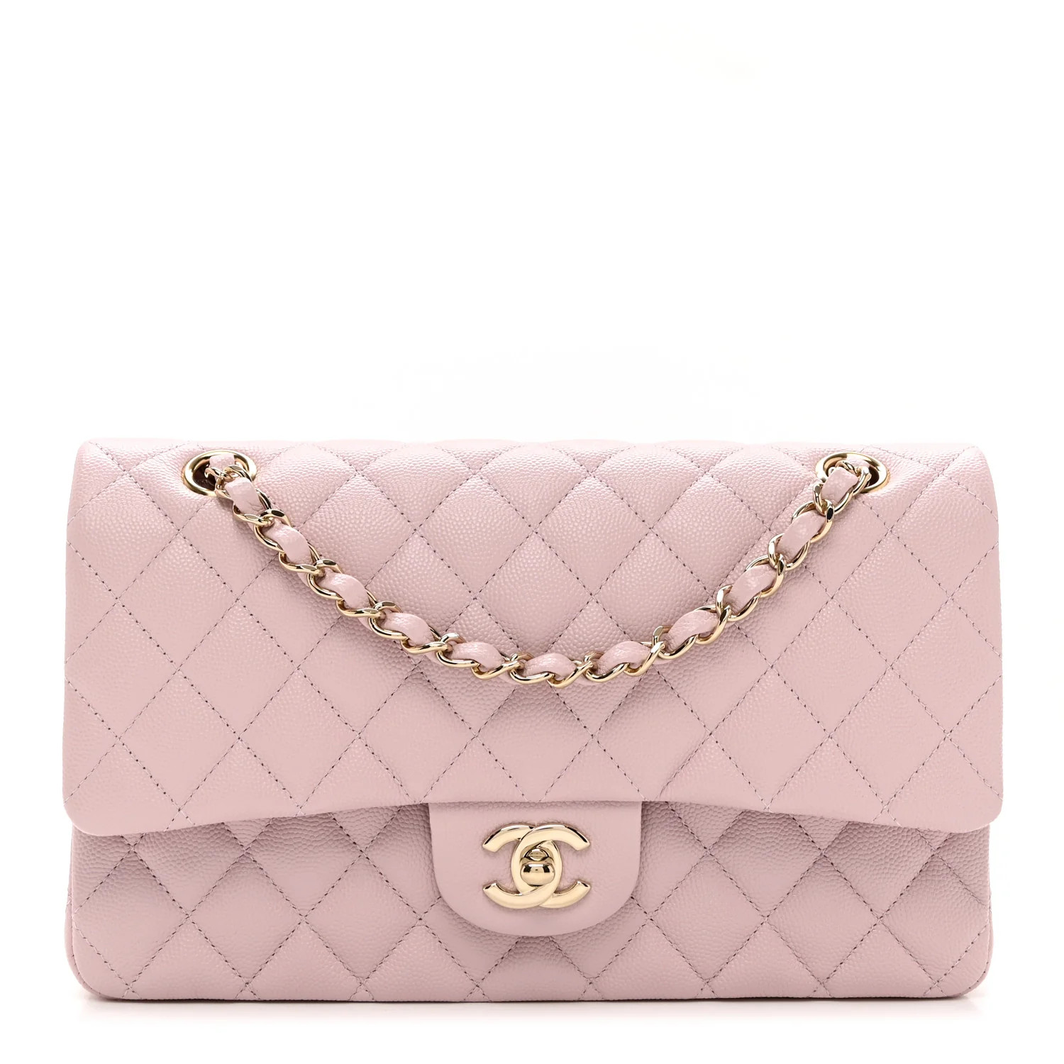 Caviar Quilted Medium Double Flap Light Pink | FASHIONPHILE (US)
