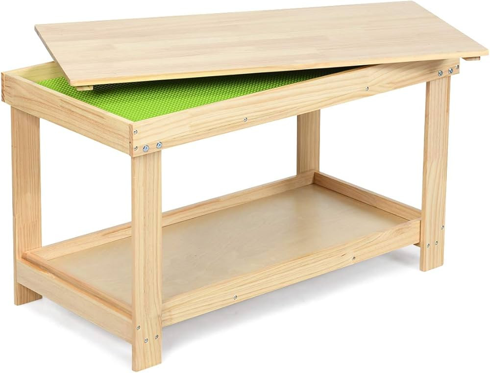 Costzon 2 in 1 Kids Activity Table w/Storage, Building Block Table w/Board for Bricks Crafts Arts... | Amazon (US)