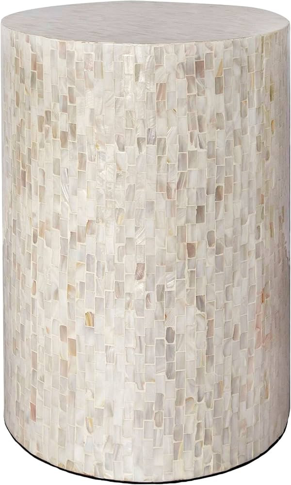 PEMAR Mother of Pearl Cylinder Drum End Table Nacre Side Table Stool Drum Accent Table Coffee Bed... | Amazon (US)