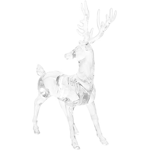 Acrylic Christmas Reindeer Ornaments: Crystal Deer Animals Reindeer Figurines Holiday Clear Elk Deer Figurine Statues Dinner Tabletop Decorations Centerpiece | Amazon (US)