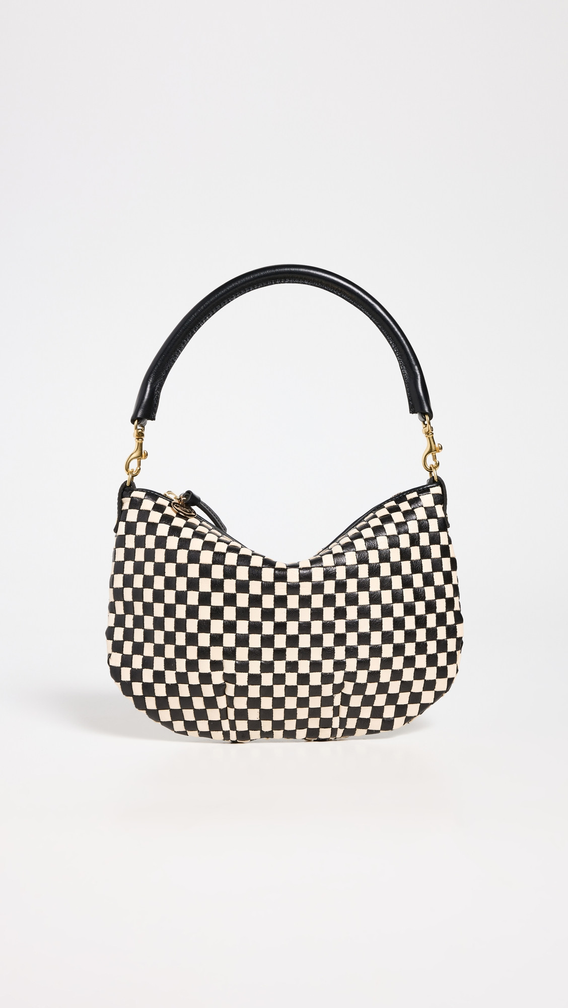 Clare V. Petite Moyen Messenger Bag Black & Cream Woven Checker One Size | Shopbop