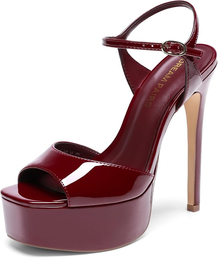 DREAM PAIRS Women’s High Platform Heels 5.75'' Stilettos Open Square Toe Heeled Sandals Ankle S... | Amazon (US)