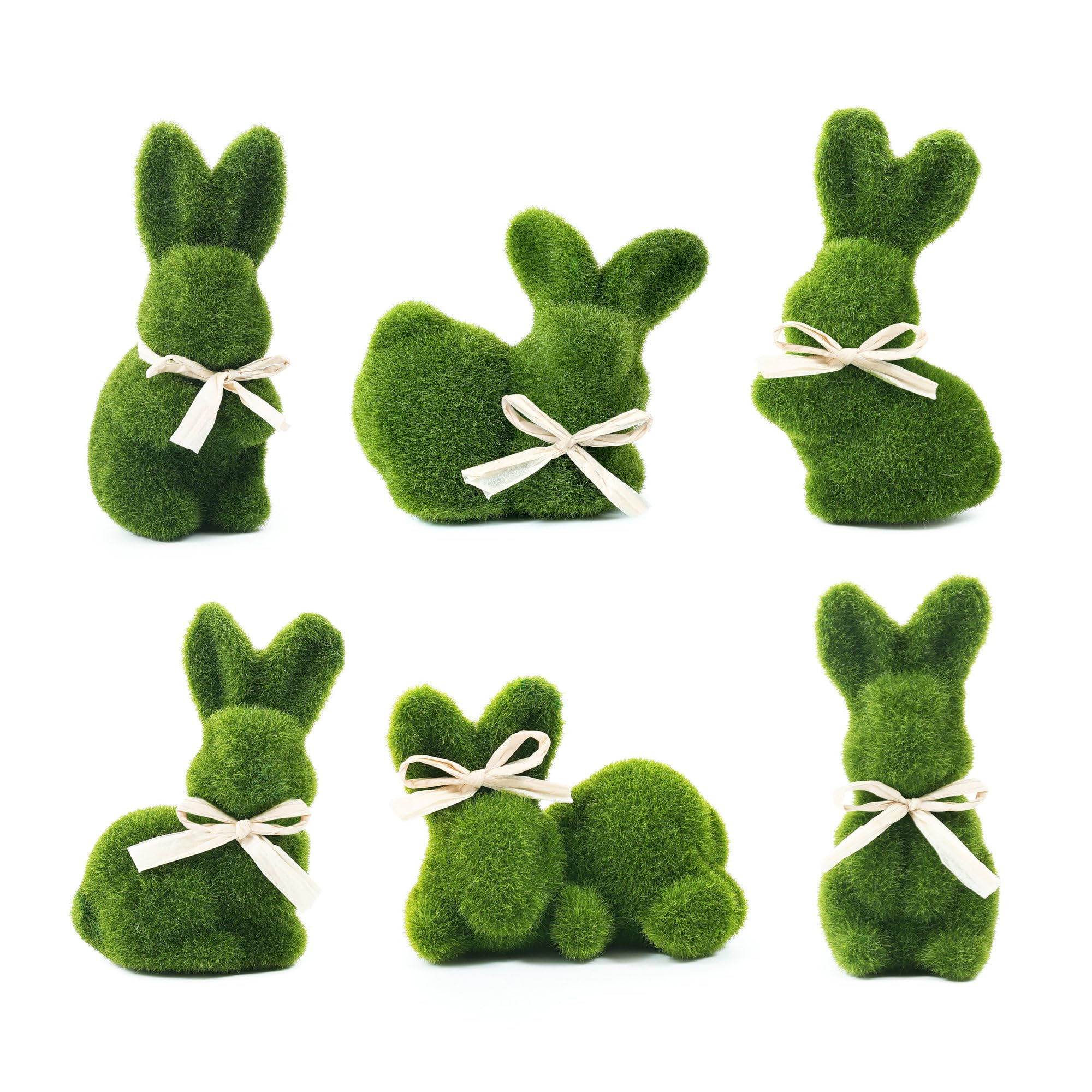 naturevibe 5 Inches Moss Easter Bunny Home Decor, Set of 6 Artificial Moss Rabbit for Easter Deco... | Amazon (US)