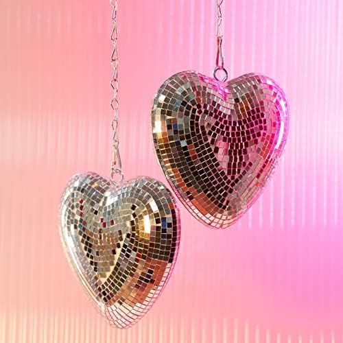 Disco Ball, 2 Pack Heart-Shaped Disco Ball for Party, Mirror Disco Ball Decorations for Table, Desk, | Amazon (US)